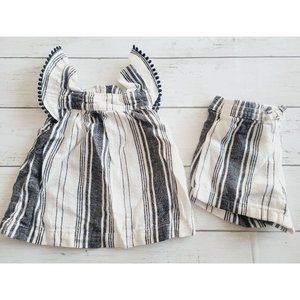 •Carter's 3 Month Linen Black/White Striped Short set